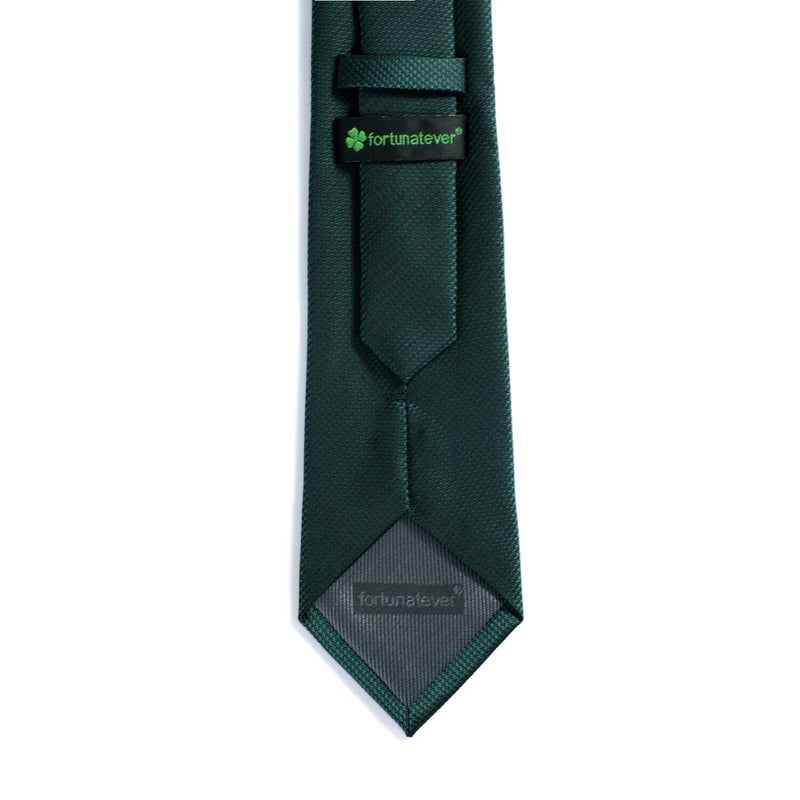 fortunatever Green Ties For Men,Mens Solid Necktie With Pocket Square+Gift Box,58"Ã—3.35" - Image 2
